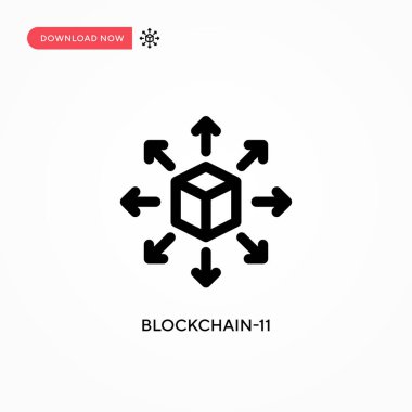 Blockchain-11 Basit vektör simgesi. Web sitesi veya mobil uygulama için modern, basit düz vektör çizimi