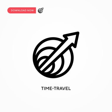 Zamanda yolculuk basit vektör simgesi. Web sitesi veya mobil uygulama için modern, basit düz vektör çizimi