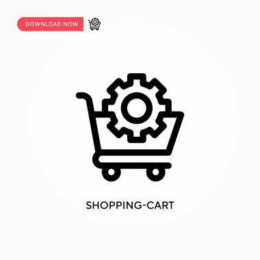 Alışveriş arabası basit vektör simgesi. Web sitesi veya mobil uygulama için modern, basit düz vektör çizimi