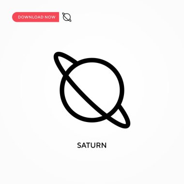 Satürn Basit vektör simgesi. Web sitesi veya mobil uygulama için modern, basit düz vektör çizimi