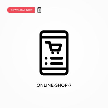 Çevrimiçi-shop-7 Basit vektör simgesi. Web sitesi veya mobil uygulama için modern, basit düz vektör çizimi