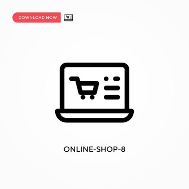 Çevrimiçi-shop-8 Basit vektör simgesi. Web sitesi veya mobil uygulama için modern, basit düz vektör çizimi