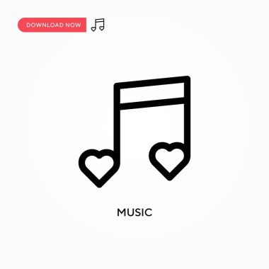 Müzik basit vektör simgesi. Web sitesi veya mobil uygulama için modern, basit düz vektör çizimi