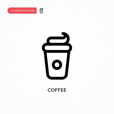 Basit kahve vektör simgesi. Web sitesi veya mobil uygulama için modern, basit düz vektör çizimi