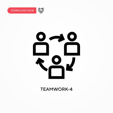 Takım çalışması - 4 Basit vektör simgesi. Web sitesi veya mobil uygulama için modern, basit düz vektör çizimi