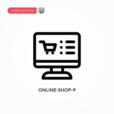 Çevrimiçi-shop-9 Basit vektör simgesi. Web sitesi veya mobil uygulama için modern, basit düz vektör çizimi