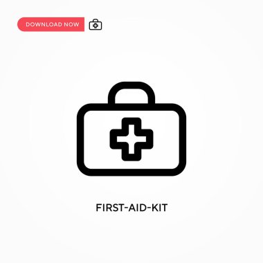 İlk yardım çantası basit vektör simgesi. Web sitesi veya mobil uygulama için modern, basit düz vektör çizimi