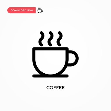 Basit kahve vektör simgesi. Web sitesi veya mobil uygulama için modern, basit düz vektör çizimi