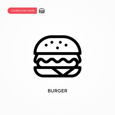 Burger Basit vektör simgesi. Web sitesi veya mobil uygulama için modern, basit düz vektör çizimi