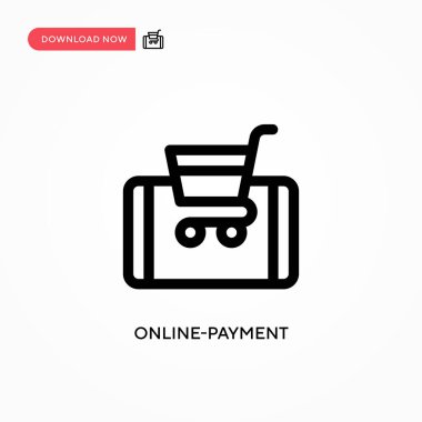 Çevrimiçi ödeme basit vektör simgesi. Web sitesi veya mobil uygulama için modern, basit düz vektör çizimi
