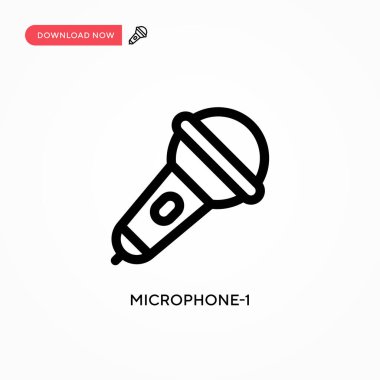 Mikrofon-1 basit vektör simgesi. Web sitesi veya mobil uygulama için modern, basit düz vektör çizimi