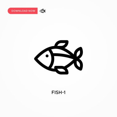Fish-1 basit vektör simgesi. Web sitesi veya mobil uygulama için modern, basit düz vektör çizimi