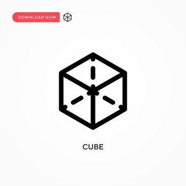 Küp Basit vektör simgesi. Web sitesi veya mobil uygulama için modern, basit düz vektör çizimi