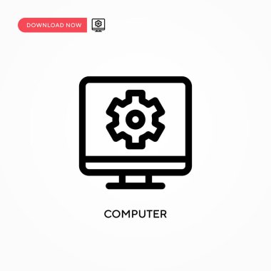 Bilgisayar basit vektör simgesi. Web sitesi veya mobil uygulama için modern, basit düz vektör çizimi