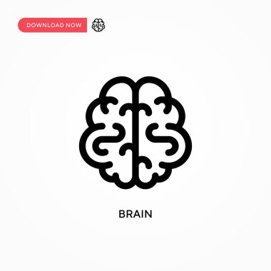 Beyin Basit vektör simgesi. Web sitesi veya mobil uygulama için modern, basit düz vektör çizimi