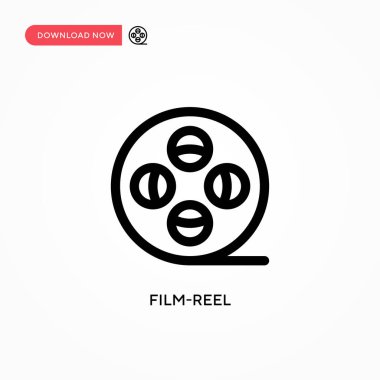 Film makarası basit vektör simgesi. Web sitesi veya mobil uygulama için modern, basit düz vektör çizimi