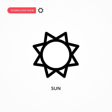 Güneş basit vektör simgesi. Web sitesi veya mobil uygulama için modern, basit düz vektör çizimi
