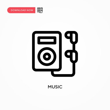 Müzik basit vektör simgesi. Web sitesi veya mobil uygulama için modern, basit düz vektör çizimi
