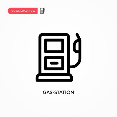 Benzin istasyonu basit vektör simgesi. Web sitesi veya mobil uygulama için modern, basit düz vektör çizimi