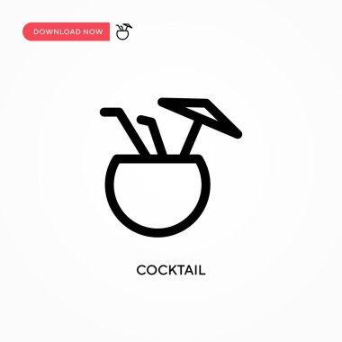 Kokteyl basit vektör simgesi. Web sitesi veya mobil uygulama için modern, basit düz vektör çizimi