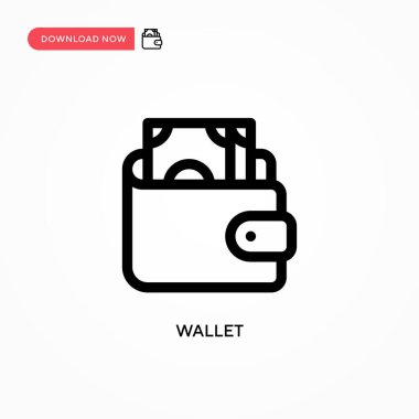 Cüzdan Basit vektör simgesi. Web sitesi veya mobil uygulama için modern, basit düz vektör çizimi