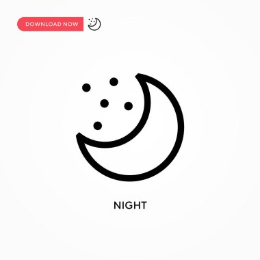 Gece Basit vektör simgesi. Web sitesi veya mobil uygulama için modern, basit düz vektör çizimi
