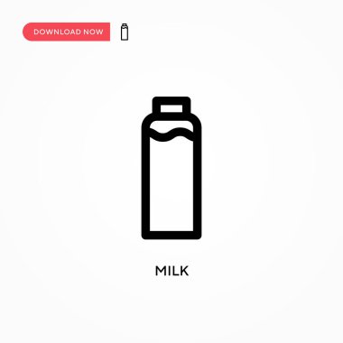 Süt Basit vektör simgesi. Web sitesi veya mobil uygulama için modern, basit düz vektör çizimi
