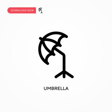 Şemsiye Basit vektör simgesi. Web sitesi veya mobil uygulama için modern, basit düz vektör çizimi