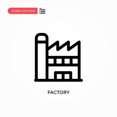 Fabrika Basit vektör simgesi. Web sitesi veya mobil uygulama için modern, basit düz vektör çizimi