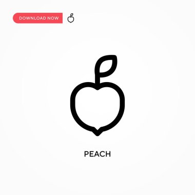 Şeftali Basit vektör simgesi. Web sitesi veya mobil uygulama için modern, basit düz vektör çizimi