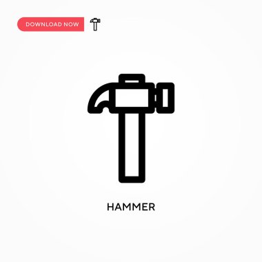 Hammer Basit vektör simgesi. Web sitesi veya mobil uygulama için modern, basit düz vektör çizimi