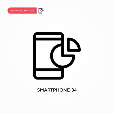 Akıllı telefon 34 basit vektör simgesi. Web sitesi veya mobil uygulama için modern, basit düz vektör çizimi