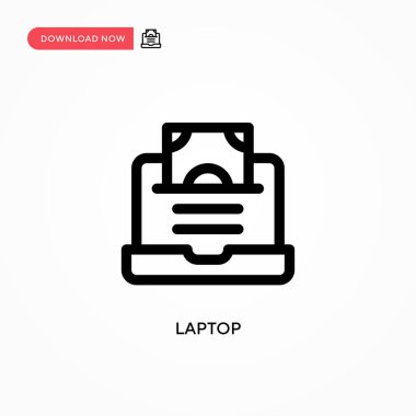 Laptop Basit vektör simgesi. Web sitesi veya mobil uygulama için modern, basit düz vektör çizimi