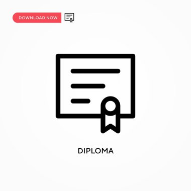Diploma basit vektör simgesi. Web sitesi veya mobil uygulama için modern, basit düz vektör çizimi