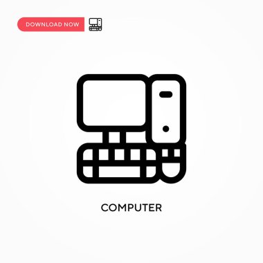 Bilgisayar basit vektör simgesi. Web sitesi veya mobil uygulama için modern, basit düz vektör çizimi