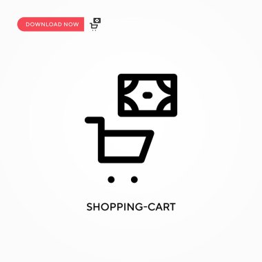 Alışveriş arabası basit vektör simgesi. Web sitesi veya mobil uygulama için modern, basit düz vektör çizimi