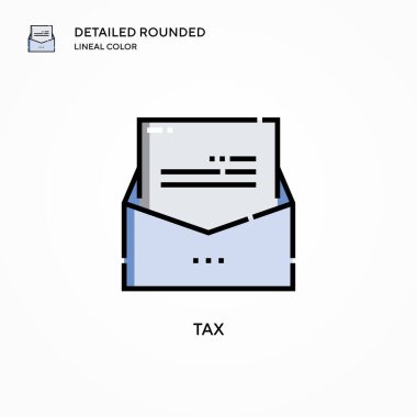 Vergi vektör simgesi. Modern vektör illüstrasyon kavramları. Düzenlemesi ve kişiselleştirmesi kolay.