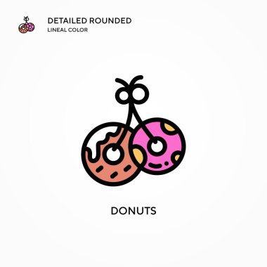 Donut vektör simgesi. Modern vektör illüstrasyon kavramları. Düzenlemesi ve kişiselleştirmesi kolay.