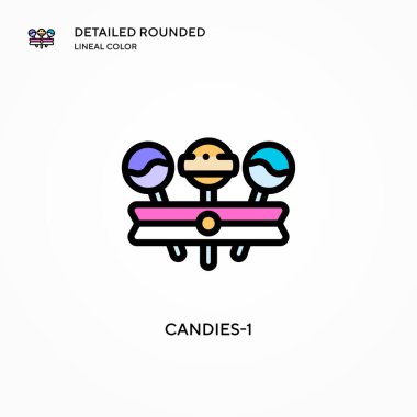 Şekerler-1 vektör simgesi. Modern vektör illüstrasyon kavramları. Düzenlemesi ve kişiselleştirmesi kolay.