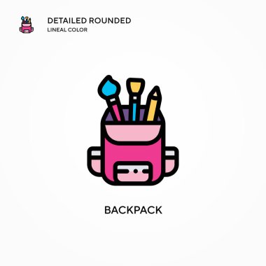 Sırt çantası vektör simgesi. Modern vektör illüstrasyon kavramları. Düzenlemesi ve kişiselleştirmesi kolay.