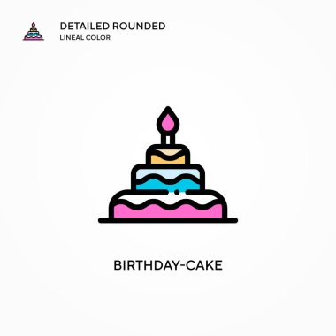Doğum günü pastası vektör simgesi. Modern vektör illüstrasyon kavramları. Düzenlemesi ve kişiselleştirmesi kolay.