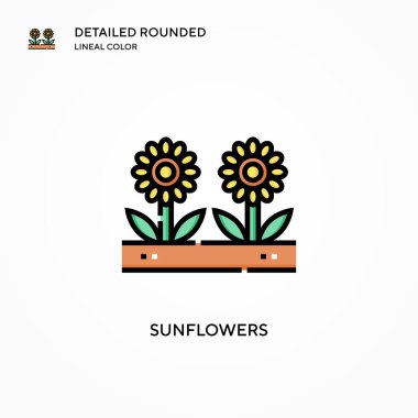 Ayçiçeği vektör simgesi. Modern vektör illüstrasyon kavramları. Düzenlemesi ve kişiselleştirmesi kolay.