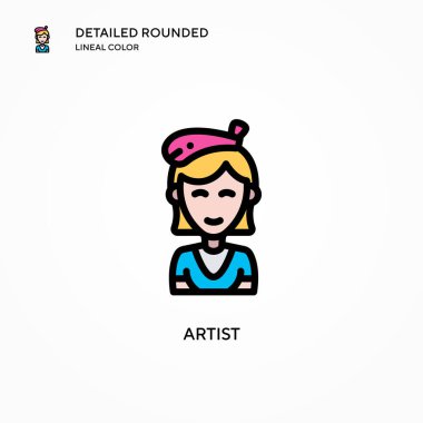 Sanatçı vektör simgesi. Modern vektör illüstrasyon kavramları. Düzenlemesi ve kişiselleştirmesi kolay.