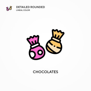 Çikolata vektör simgesi. Modern vektör illüstrasyon kavramları. Düzenlemesi ve kişiselleştirmesi kolay.