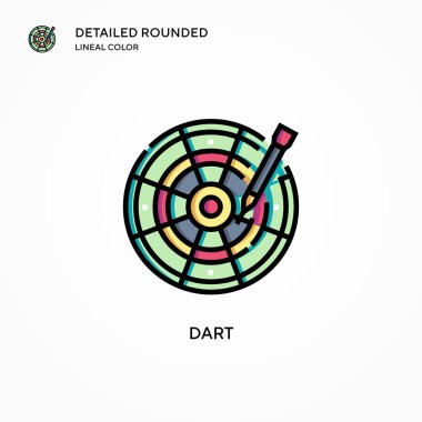 Dart vektör simgesi. Modern vektör illüstrasyon kavramları. Düzenlemesi ve kişiselleştirmesi kolay.