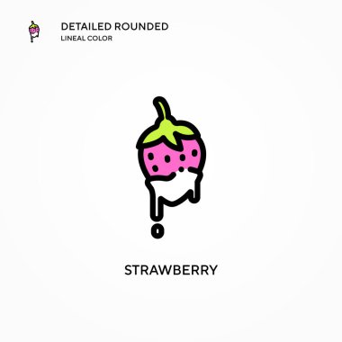 Çilek vektör simgesi. Modern vektör illüstrasyon kavramları. Düzenlemesi ve kişiselleştirmesi kolay.