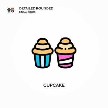 Cupcake vektör simgesi. Modern vektör illüstrasyon kavramları. Düzenlemesi ve kişiselleştirmesi kolay.
