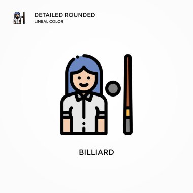 Bilardo vektör simgesi. Modern vektör illüstrasyon kavramları. Düzenlemesi ve kişiselleştirmesi kolay.