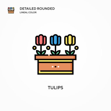 Lale vektör simgesi. Modern vektör illüstrasyon kavramları. Düzenlemesi ve kişiselleştirmesi kolay.