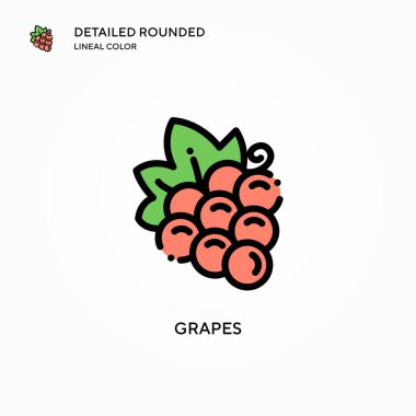 Üzüm vektör simgesi. Modern vektör illüstrasyon kavramları. Düzenlemesi ve kişiselleştirmesi kolay.